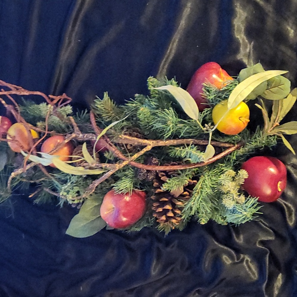 Festive Holiday Garland with Red Apples and Greenery
